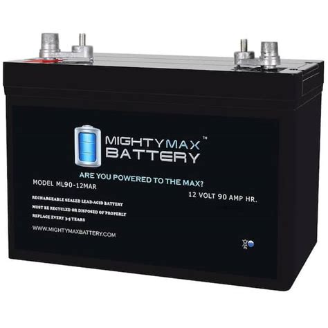 MIGHTY MAX BATTERY ML90 12MAR 12 Volt 90Ah Marine Post Terminal