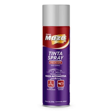 Tinta Spray Alumínio Alta Temperatura 600C 400ml 250g MAZA 23834