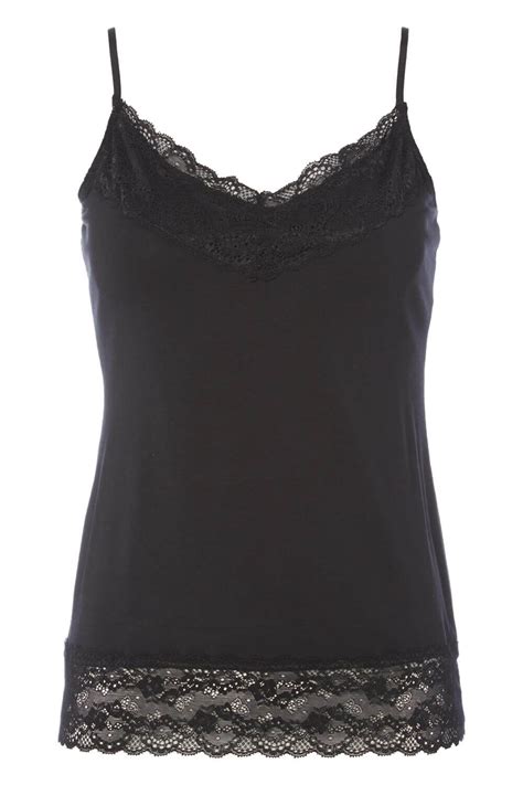 Lace Trim Camisole Top In Black Roman Originals Uk