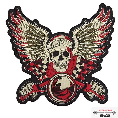 Skull Wing Racing Rider Giant Back Patch Xl Etsy Uk