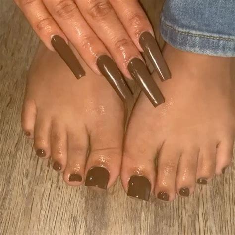 Brown Acrylic Nails Acrylic Toes French Tip Acrylic Nails Short