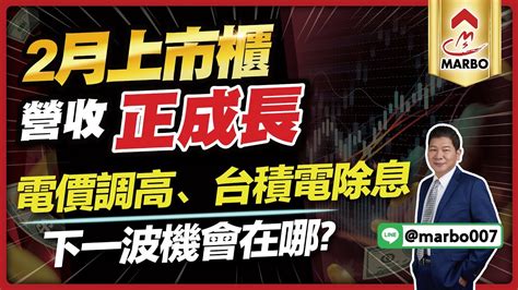 312 盤後直播 2月上市櫃營收正成長、電價調高、台積電除息，下一波機會在哪？【阿村伯的退休生】 Youtube