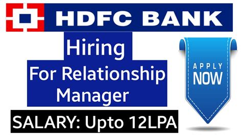 Hdfc Bank Recruitment 2021 Relationship Manager Job Job Hdfc Career