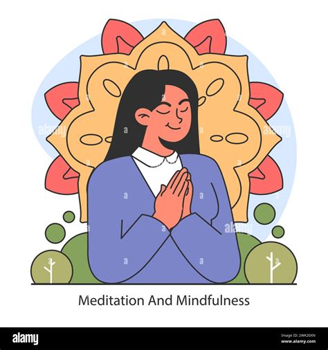 Dopamine Fasting Concept Illustration Of A Woman In Meditation