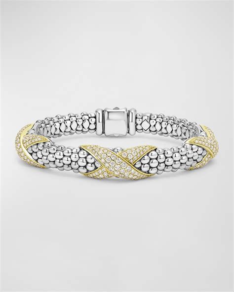 Lagos Sterling Silver And 18k Embrace Diamond Pave Rope Bracelet