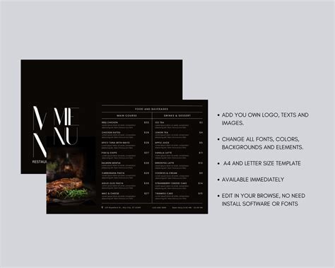 Restaurant Menu Template, Editable Food Menu Template, Restaurant Price ...