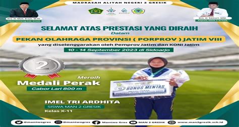 Prestasi Memukau Imel Tri Ardhita Siswa Man Gresik Raih Medali