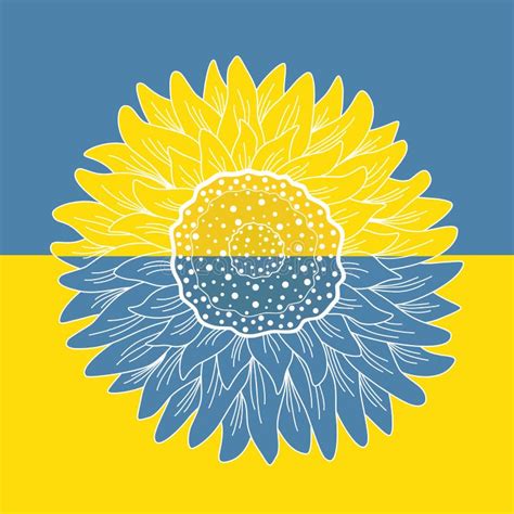 Sunflower Pattern Illustration In The Colors Of The Ukrainian Flag