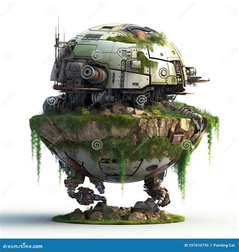 A Spaceship Floating In The Air With Green Grass Stock Illustration Illustration Of Camera