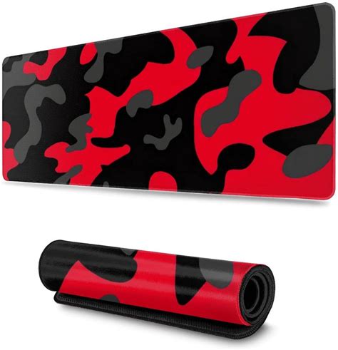 Red And Black Camo Camouflage Gaming Mouse Pad Large XL Long Extended