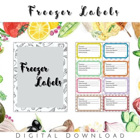 Printable Freezer Labels Food Storage Organization Supplies Freezing and Preserving - Etsy