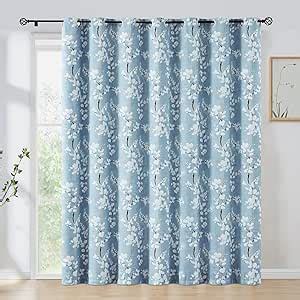 Amazon Fmfunctex Blue White Sliding Door Blackout Curtains For