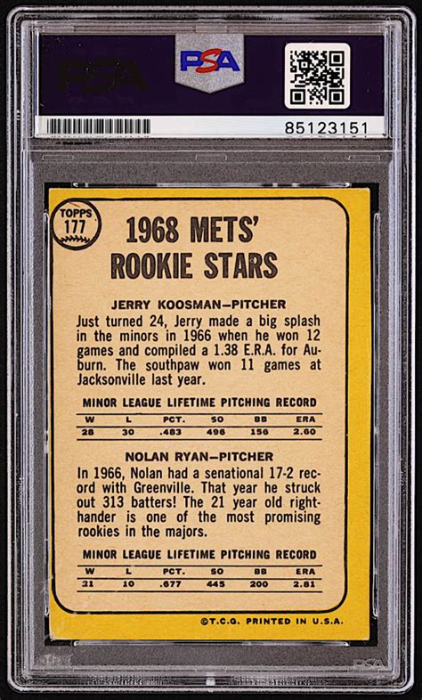 Nolan Ryan Signed 1968 Topps 177 Rookie Stars RC Inscribed 324 Wins