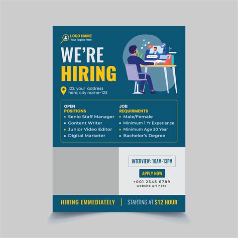 Job Hiring Recruitment Flyer Design Template 13636602 Vector Art At