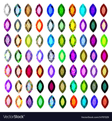 Set of precious stones different colors Royalty Free Vector