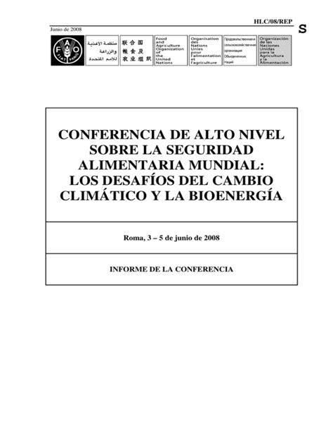 Conferencia De Alto Nivel Sobre La Seguridad Alimentaria Mundial