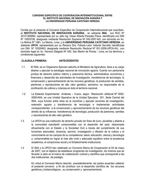 Convenio Específico De Cooperacion Interinstitucional Entre