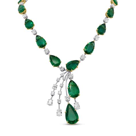 Extraordinary Emerald and Diamond Drop Necklace, SKU 29353V (96.91Ct TW)