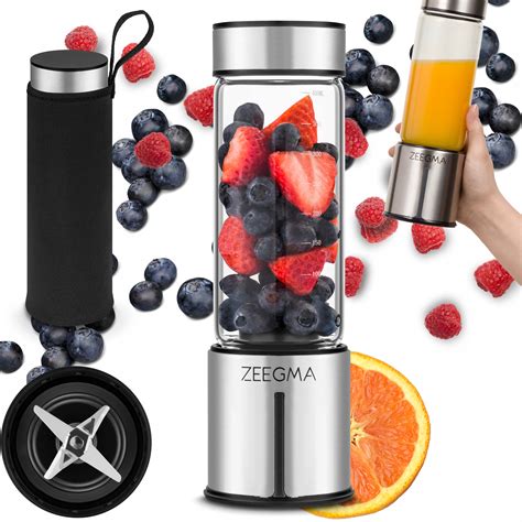 Blender Przenośny Bezprzewodowy DUŻY 465ml 300W SZKLANY KIELICH SREBRNY