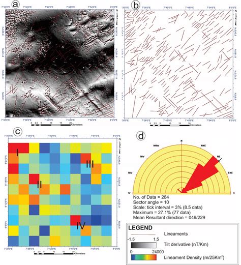 A Lineament Map On Tilt Derivative Grid B Lineament Map C Lineament