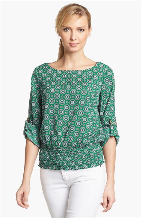 Michael Michael Kors Vintage Medallion Print Blouse In Green Gooseberry Lyst