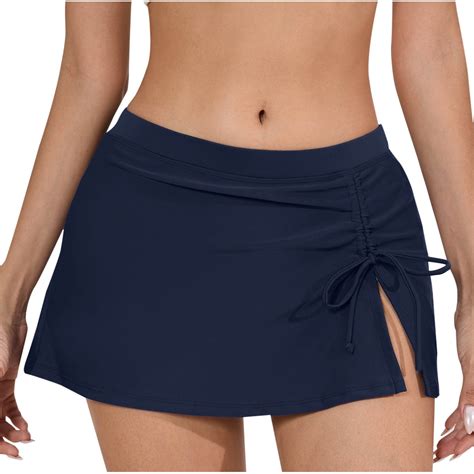 Clearance 2025 ZVNAΖH Women s Swim Skirt Bottoms Hem Pleated Adjustable Tie Bikini Bottoms Swim