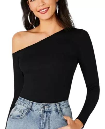 Blusa Top Unicolor De Cuello Asimétrico Envío gratis