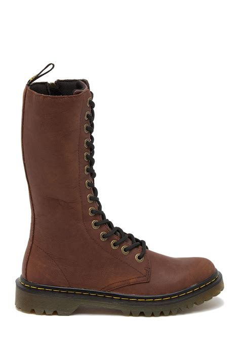 Lyst Dr Martens Luana Tall Leather Lace Up Boot In Brown