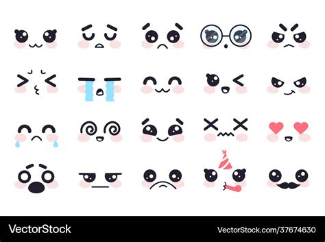 Kawaii faces manga face cute japanese characters Vector Image