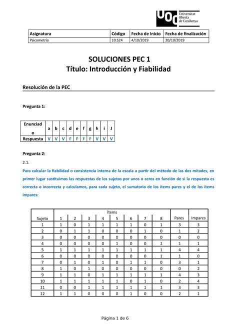 Pec Soluciones Pec Psicometr A Soluciones