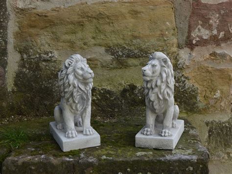 Solid Stone Lions Statue Concrete Lions Pair Sculpture Large Etsy