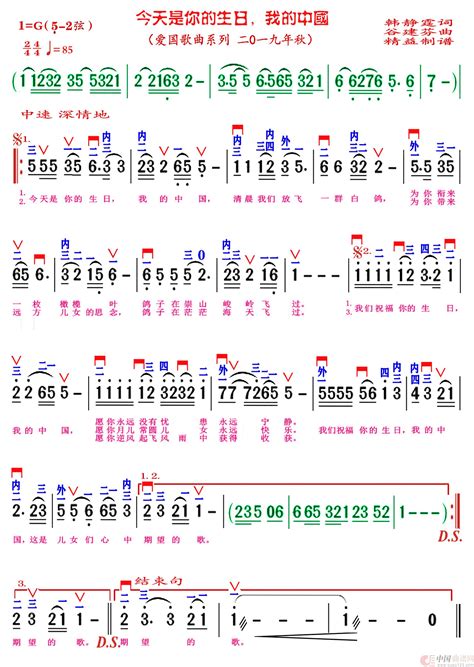 今天是你的生日我的中国（精益制谱）二胡谱搜谱网
