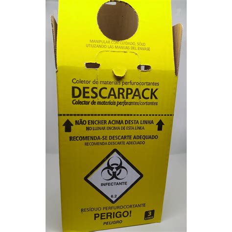 Caixa Coletora Lt Material Perfuro Cortante Descarpack Descarte Lixo