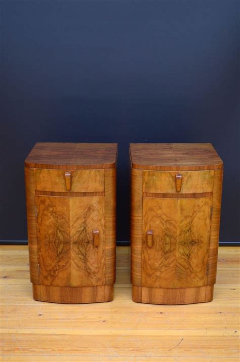 Pair Of Art Deco Bedside Cabinets In Walnut For Sale At 1stdibs