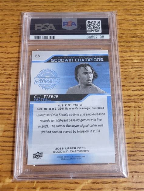 Upper Deck Ud Goodwin Champions Cj Stroud Rc Rookie Psa Gem