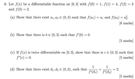 6 Let F X Be A Differentiable Function On 0 3 Chegg