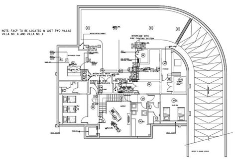 Fire alarm system layout of ground floor plan of villa. - Cadbull