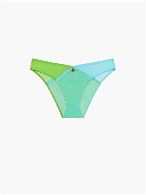 I Dare Hue Mesh High Leg Bikini Panty In Blue Green Multi SAVAGE