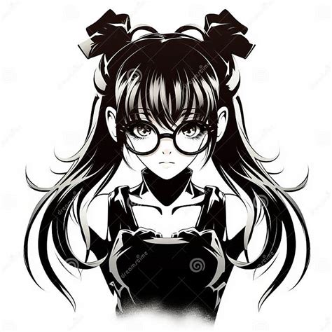 Gothic Dark Anime Girl With Glasses Vector On White Background Stock Illustration Illustration