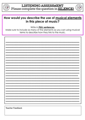 Music Listening Task Assessment Teaching Resources