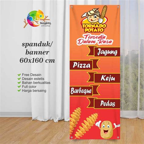 Spanduk 60x160 Banner Tornado Potato Kentang Custom Desain Lazada