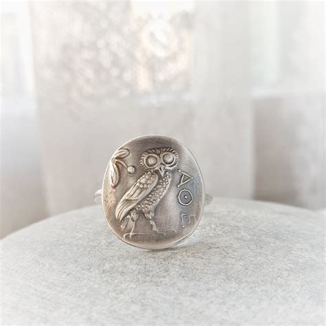 Silberne Antike Athenische Eule Silber M Nze Ring Sterling Silber