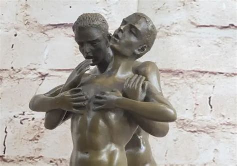 EROTIC BRONZE ART Statue Homo Naked Man Figurine Nude Male Sculpture