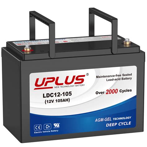 Uplus 12v 105ah Deep Cycle Agm Hybrid Gel Battery Maintenance Free Sla Battery For Solar Rv