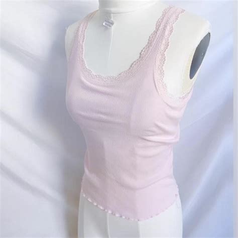 Adorable Light Pink Baby Pink Tank Top With Lace Depop