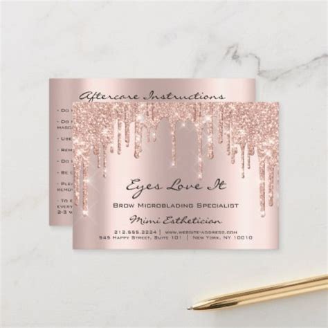 Lashes Extension Aftercare Instruction Spark Rose Appointment Card