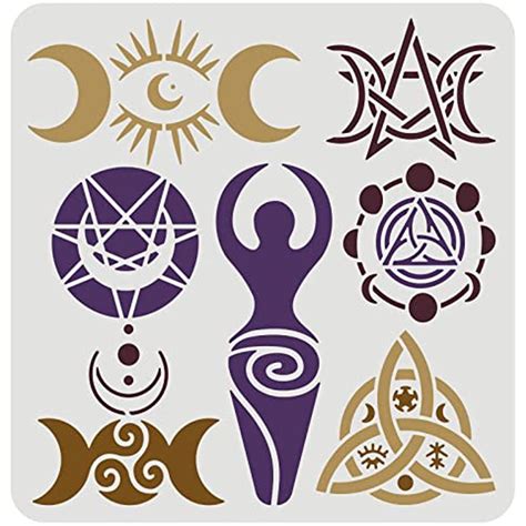 Wiccan Witch Symbols Drawing Stencil 11 8x11 8inch Reusable Spiral