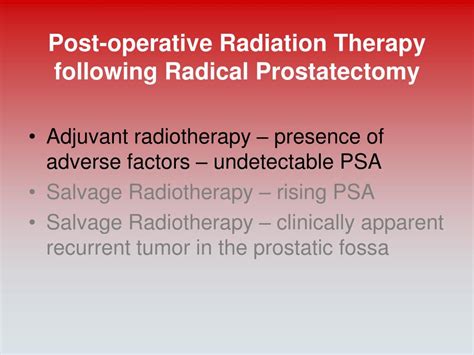 Ppt Post Operative Radiation Therapy Following Radical Prostatectomy