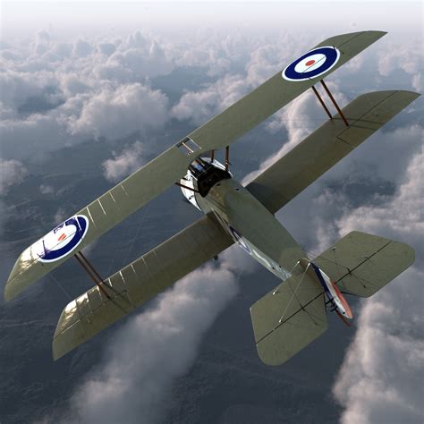 british wwi biplane fighter 3d model