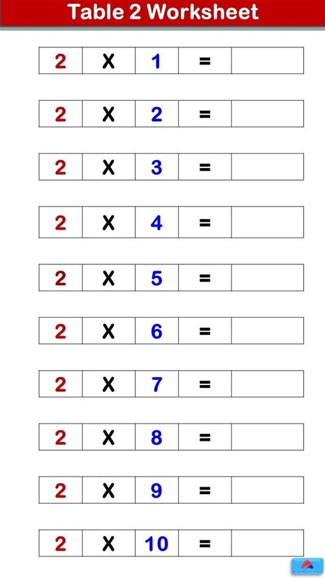 2 Table Worksheet | Maths Table Worksheet English Worksheets For ...